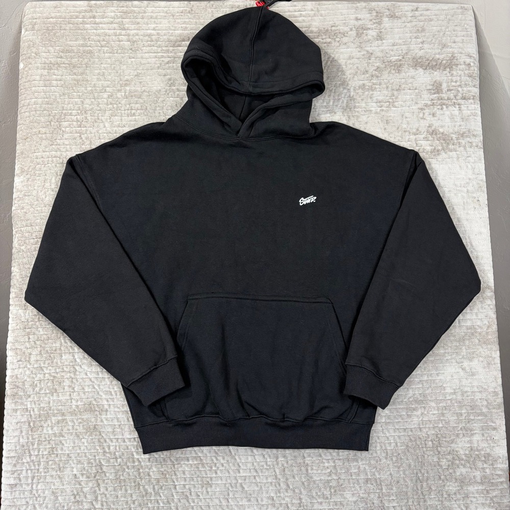 Pull&Bear STWD Black Graphic Hoodie Mens Large Streetwear Pullover 7560/503/800